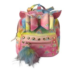 Under One Sky Rainbow Unicorn Backpack with Bow & Pom New with Tag